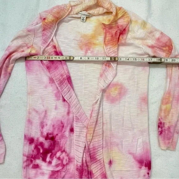 Upcycled Ice Dyed Banana Republic long sleeve open front cardigan pockets medium - Picture 4 of 6